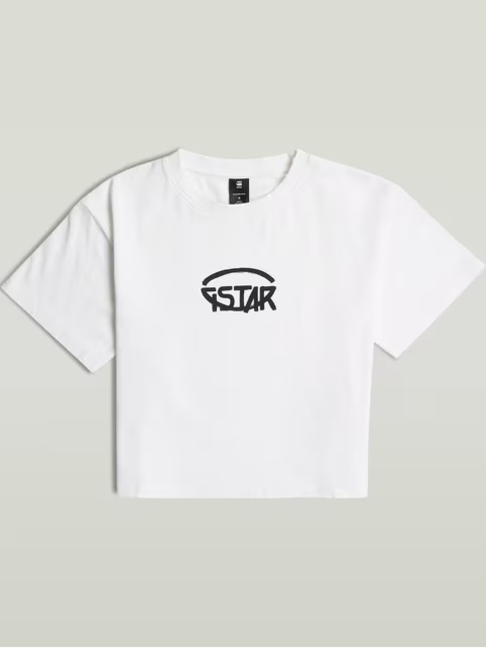 G-Star RAW Cropped Logo Relaxed Top Women M White Organic Cotton Tee NWT - Picture 3 of 7